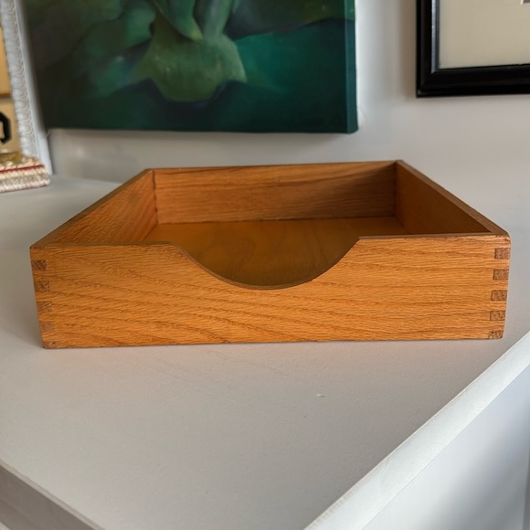 Vintage Wooden Office Tray Document Inbox with Dovetails - Picture 1 of 9